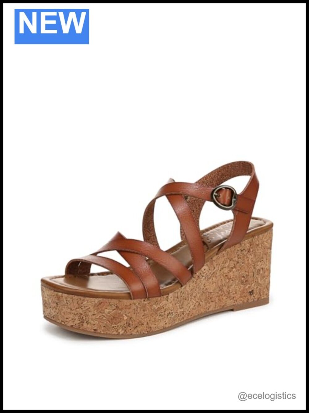 Faux-Leather Strap Wedge Sandals